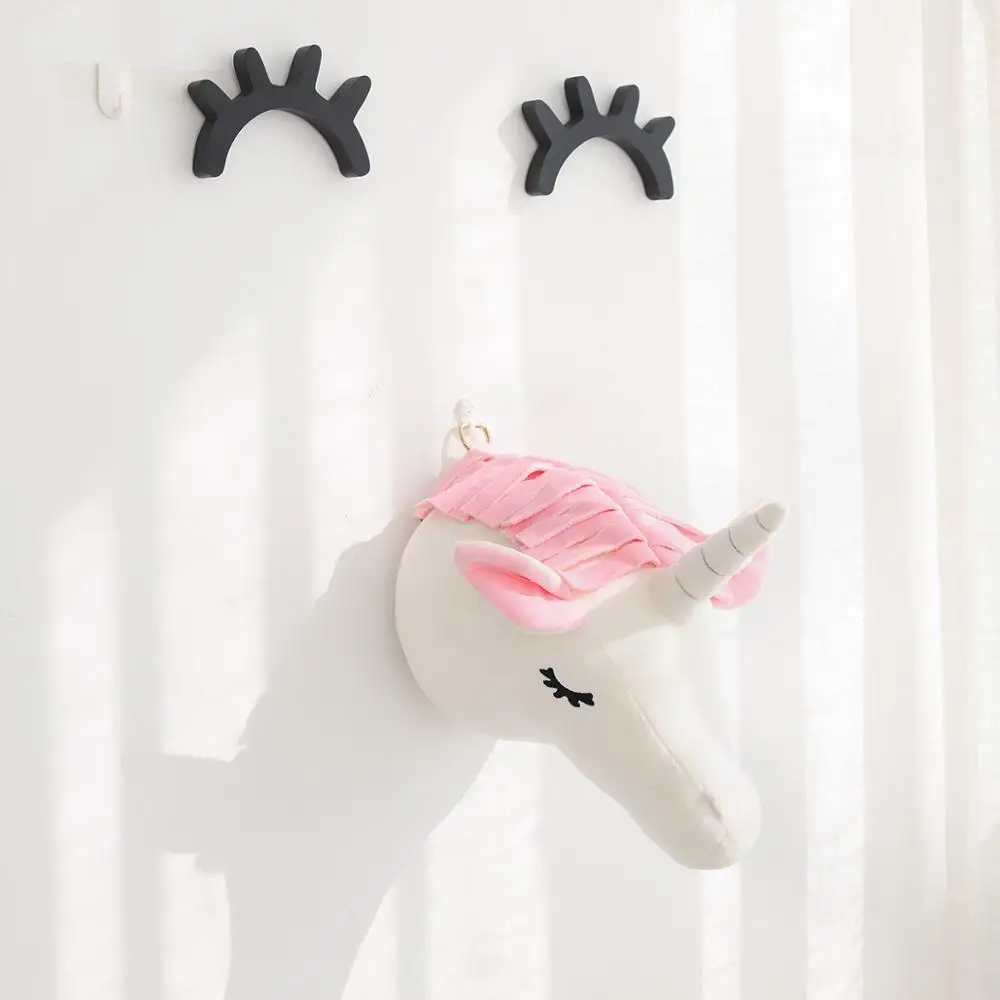 Ins Горячая Детская комната настенные Подвески Единорог слон кролик голова животного плюшевые игрушки ткань украшения Рождественский подарок для детей - Цвет: unicorn