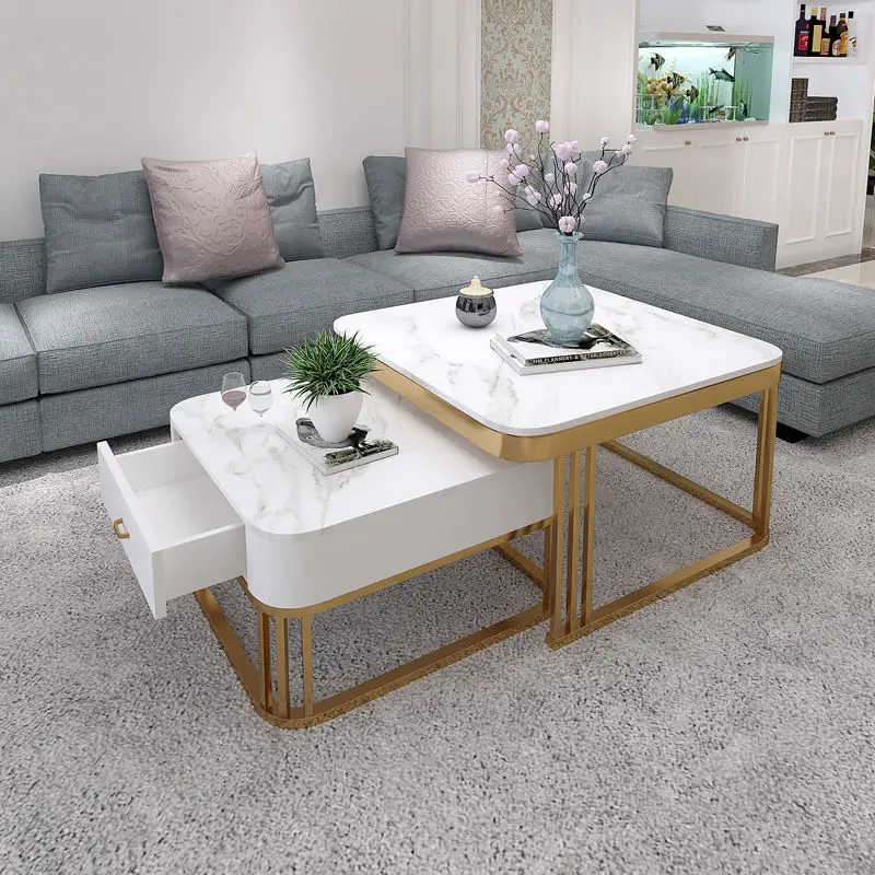 Square Marble Top Convertible Coffee table combination 4 Square Marble Top Convertible Coffee table combination 4