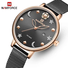Топ Элитный бренд NAVIFORCE черные женские кварцевые часы водонепроницаемые женские тонкие вечерние женские часы для девушек Relogio Feminino