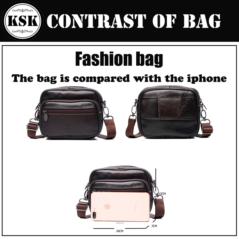 Men's Genuine Leather Bag Small Shoulder Bag Messenger Bags For Men Fashion Flap Luxury Male Crossbody Bags KSK