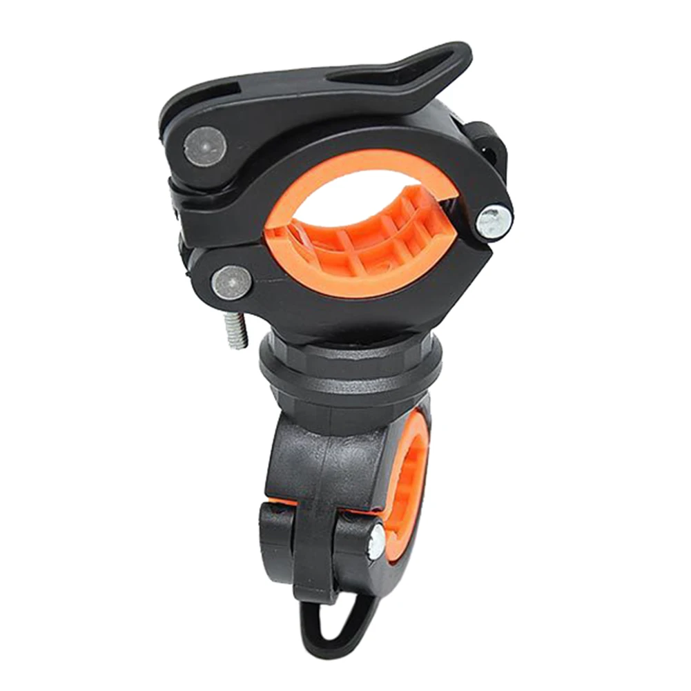 360 Degree Rotation Cycling Bike Bicycle Flashlight Torch Mount LED Head Front Light Holder Clip Bicycle Accessories - Цвет: Black Orange