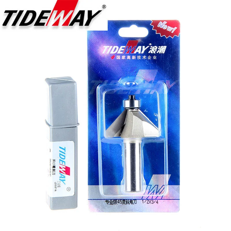 Tideway 45 Deg фаски Фрезы с подшипником фаски ЧПУ древесины режущие инструменты 1/4 1/2 хвостовик деревообрабатывающий фрезы