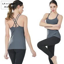 Новая модная одежда для йоги двойной тонкий пояс крест красота назад нейлоновый спортивный жилет одежда для фитнеса Фитнес футболка спортивный укороченный топ