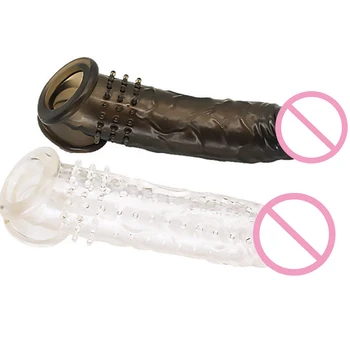 21cm Realistic Condom Penis Extend Sleeve Reusable Dildo Enhancer Enlargement Lock Sperm Sleeve Delay Ejaculation Sex Toys 3