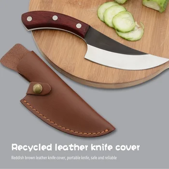 

Forged Small Kitchen Knife Safflower Pear Wood Handle Home Outdoor Fish Killer Deboning Knife Cut Split Meat Slaughter Knife