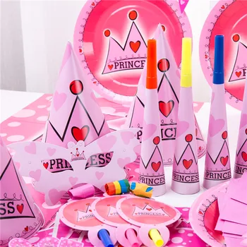 

Princess Crown Birthday Party Decorations Set Disposable Tableware Love Theme Paper Cup Plates Napkin Baby Shower Party Supplies