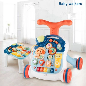 

Baby Walker Toys Multi-function Waterproof Safety With Wheels Trolley Sit-To-Stand Musical Walker Baby Educational Toys