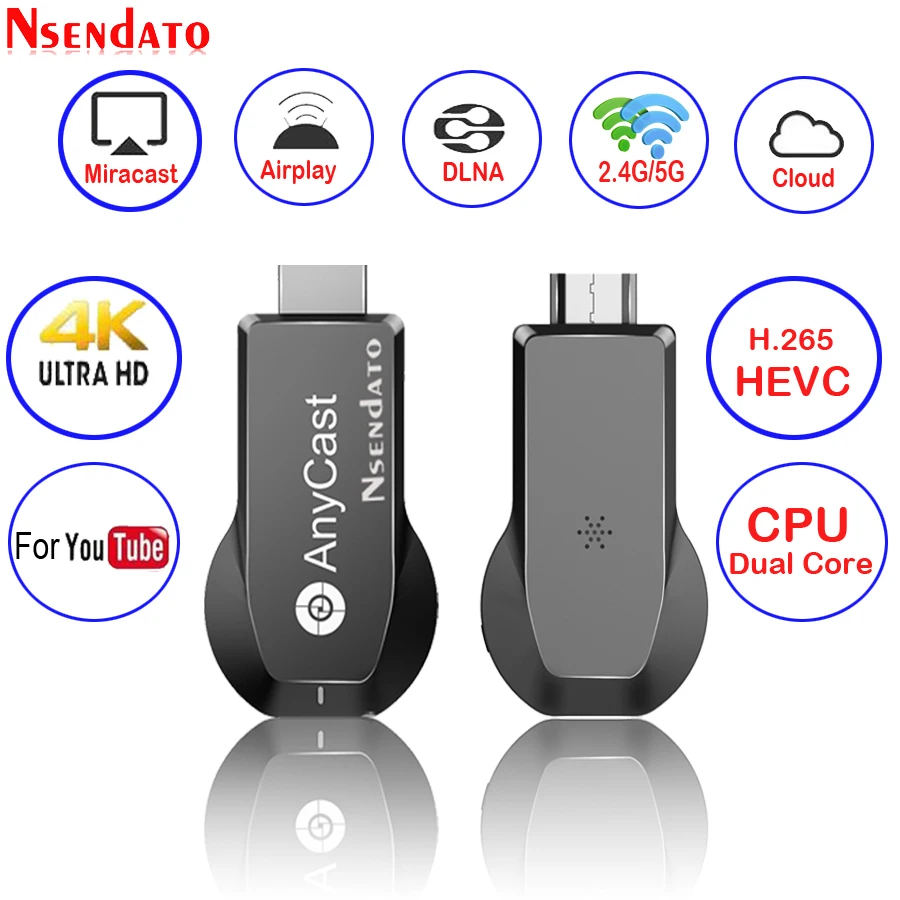 Anycast M100 2 4G/5G 4K Miracast беспроводной для DLNA AirPlay TV Stick Wifi Дисплей Dongle приемник IOS Android - Фото №1