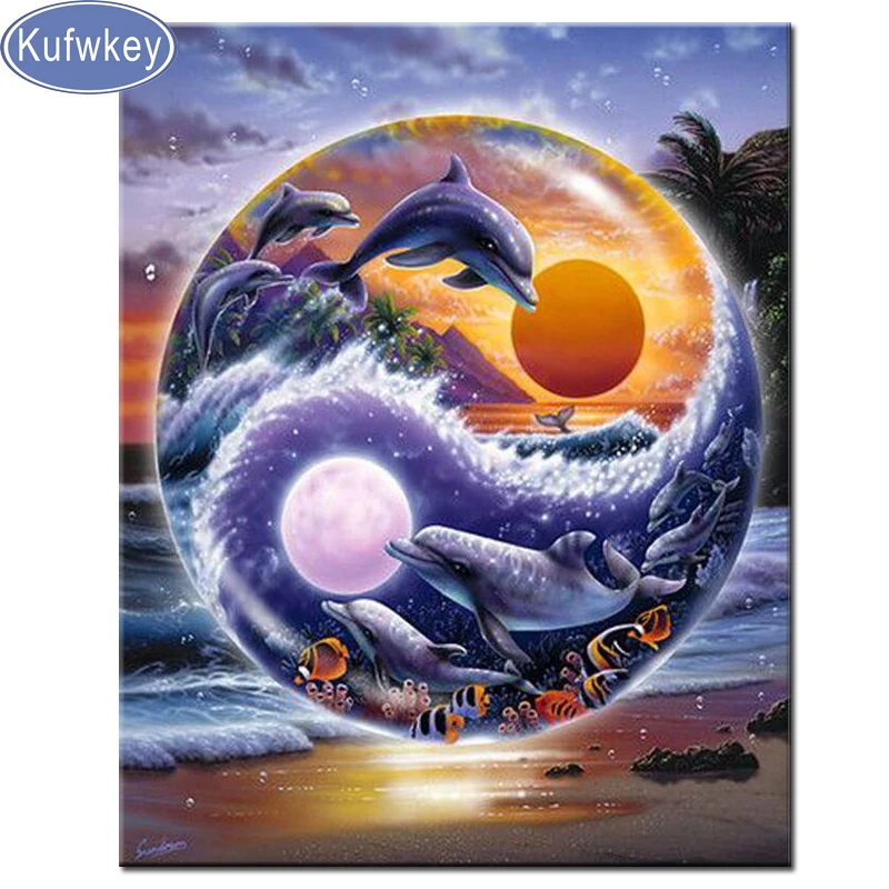 Diamond Painting Yin Yang Dolphin Pattern Diy Diamond Painting,wall Decor  Picture 3d Diamond Embroidery,full Square Round Stone, - Diamond Painting  Cross Stitch - AliExpress