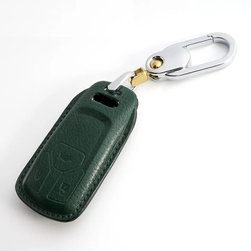 Luxury Genuine Leather Car Remote Key Cover Case Pocket For Audi A4 Allroad B9 Q5 Q7 TT TTS 4M 8S - Название цвета: green set