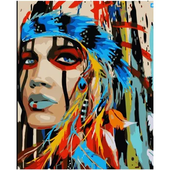 

Painting By Numbers DIY Dropshipping 40x50 50x65cm Beautiful indian beauty Figure Canvas Wedding Decoration Art picture Gift