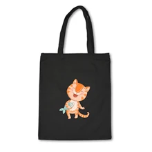 Каваи холст кошка мультфильм печатных покупки путешествия для женщин Эко многоразовые плечо шоппер сумки маленькие модные женские сумки