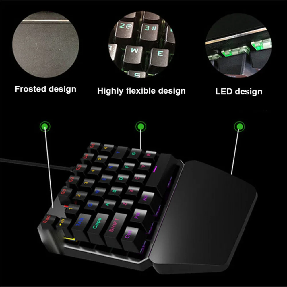 RS One-hand mechanical keyboard 7 color LED backlight X902 USB cable professional game keyboard fast delivery