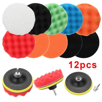 

12 Pcs Sponge Polishing Pad Waxing Buffing Tool Kit For Car Polisher Buffer Dril