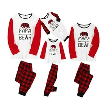 Одинаковые комплекты для семьи, Рождественский пижамный комплект, рождественские пижамы, милые вечерние пижамы для взрослых и детей, одежда для сна с рисунком медведя