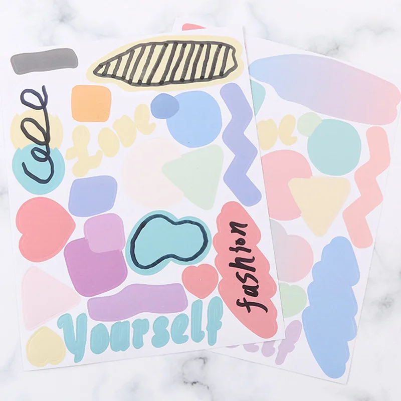

Ins Creative Irregular Figure Label Sticker 2 Sheets Sealing Post It Bottle Notebook Stationery Diy Writable Decorative Sticker