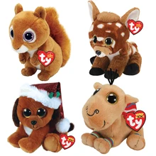 

15cm Ty Beanie Boos Christmas Brown Squirrel Squire Lucky Spotted Elk Buckley Soft Stuffed Animal Plush Toy Children's Toy Gift