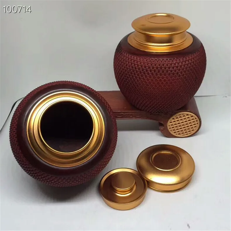 Красные деревянные золотые Camphor алый шрам контейнеры для чая, Пуэр контейнеры для чая, красный сандаловое дерево сделанный вручную из массива дерева ремесел, Go Cans фиолетовый Nanmu