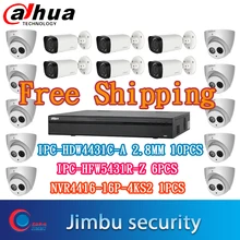 Dahua cctv сетевой комплект NVR 16CH NVR4416-16P-4KS2 и 6 шт IPC-HFW5431R-Z IP 4MP камера и 10 шт IPC-HFW4431C-A IP 4MP камера