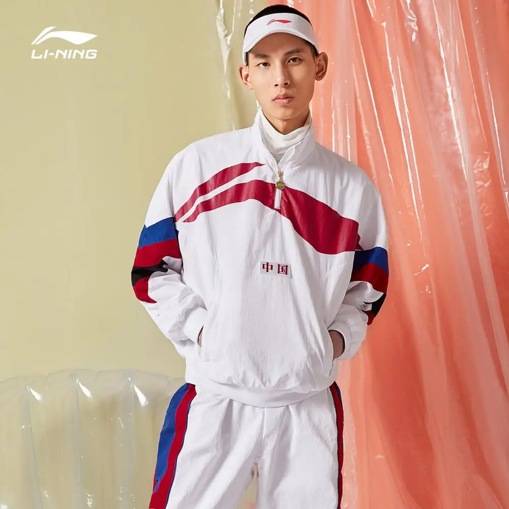 Li-Ning мужской PFW Китай LI-NING 1/4-молния Толстовка свободный крой нейлон полиэстер подкладка спортивные куртки CJFM19