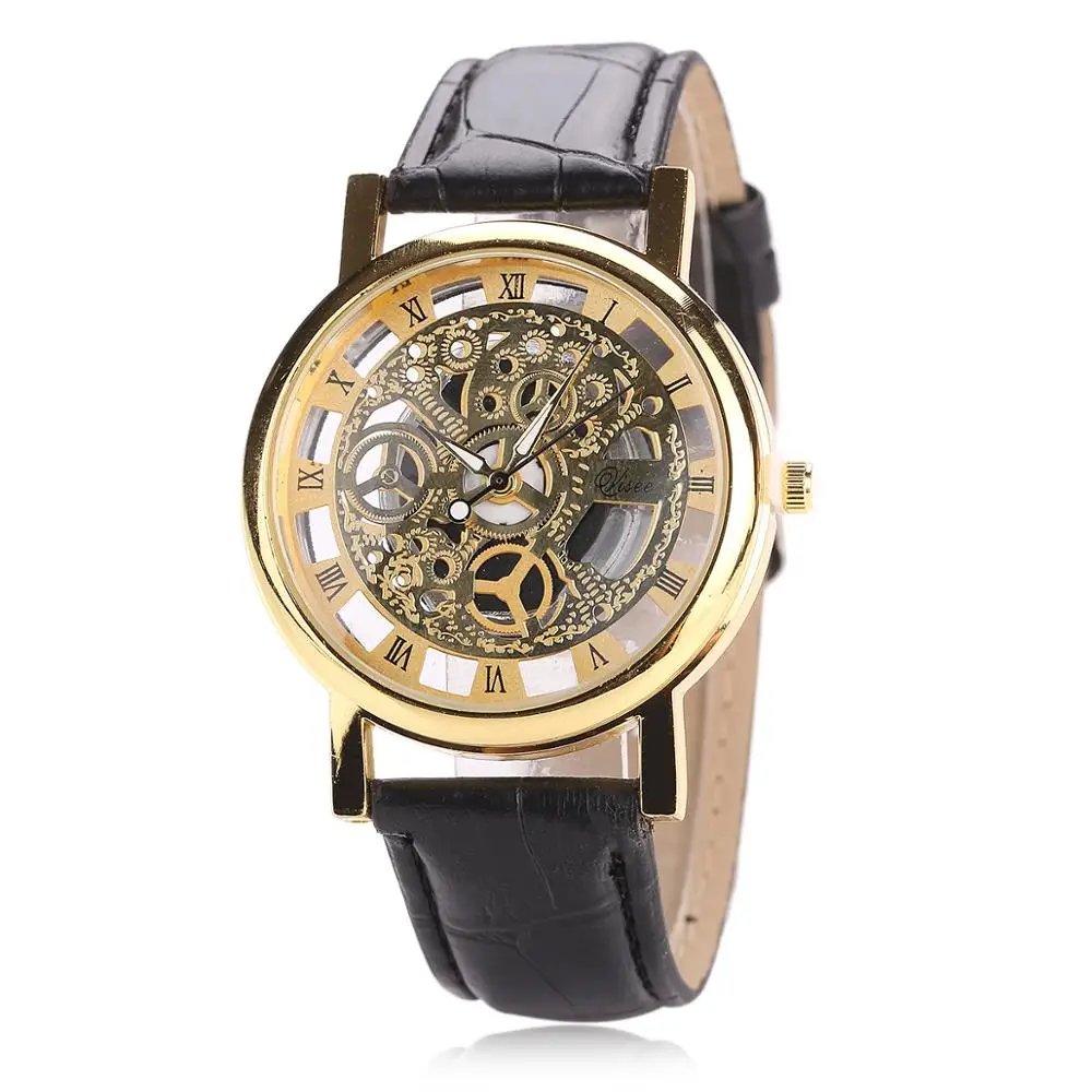 

Watch Men Fashion Brand Luxury Wristwatches Creative Design Watch Black Leather Strap Male Clock Relojes Para Hombre GA-007