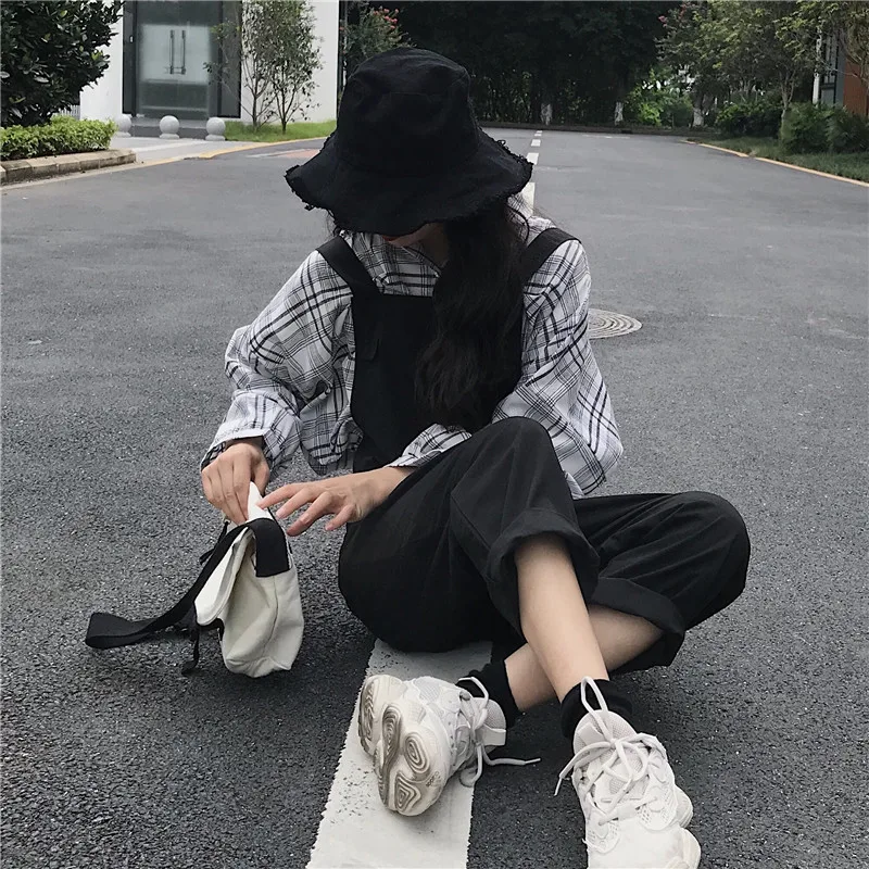 Комбинезоны женские свободные рабочая одежда женские s студенческие BF Harajuku корейский стиль Универсальные шикарные Простые повседневные винтажные карманы длинные