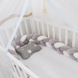 Juego de cama parachoques para cama de bebé, Protector de cuna con nudo trenzado, almohada, cojín, decoración para habitación de cuna, 1,5 M/2M/3M/4M