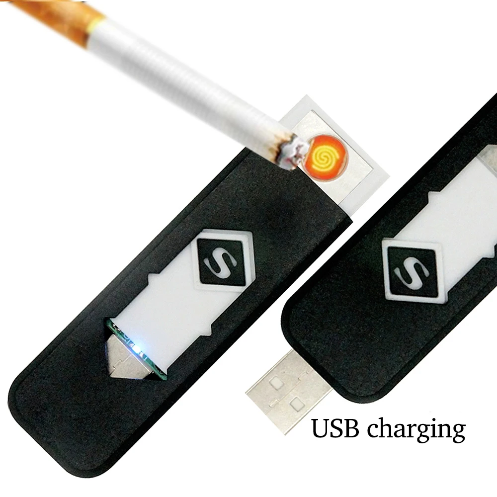 40 шт./лот,, ветрозащитная usb-зажигалка, перезаряжаемая, бездымного, беспламенного дыма, аксессуары для сигарет, Электронная зажигалка encendedor
