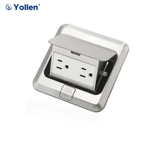 All Aluminum Panel US Standard Pop Up Floor Socket 2 Way Electrical Outlet Modular Combination Power Double Outlet keka all aluminum silver panel 16a french standard table socket universal 2 hole pop up floor socket power outlet