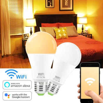 

2Pcs LED Smart Bulbs E27 B22 Lampada 110V 220V WiFi Led Lamp 15W Dimmable Smart Home Lighting Work With Amazon Alexa Google Home