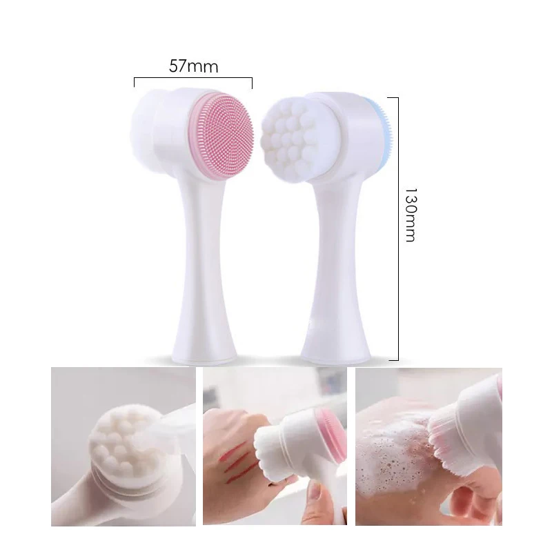 Wholesale Double sided Silicone Skin Care Tool Facial Cleanser Brush