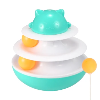 

Pet Turntable Interactive ToysLake Blue Cat Two-Layer Catching Ball Toys 2-Level Tower Tracks Ball Pet home toys Funny cat toy