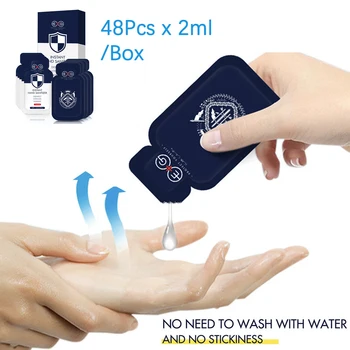

48 Pcs/Box 99.9% Anti Bacterial Hand Sanitizer Wash Cleansing Travel Portable No Washing Quick Drying Instant Disinfectant Gel
