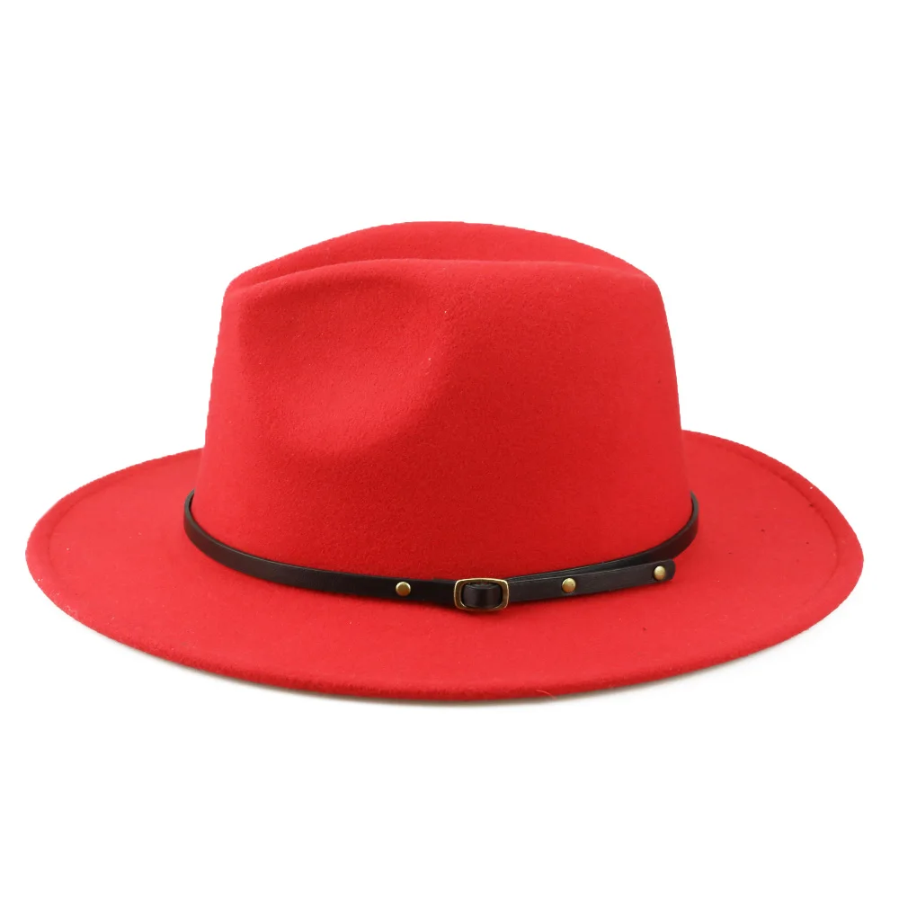 YY черные красные Лоскутные простые фетровые шапки зимние женские элегантные чайные вечерние шляпы мужские Джаз фетровая шляпа с широкими полями шляпы Трилби FD19061