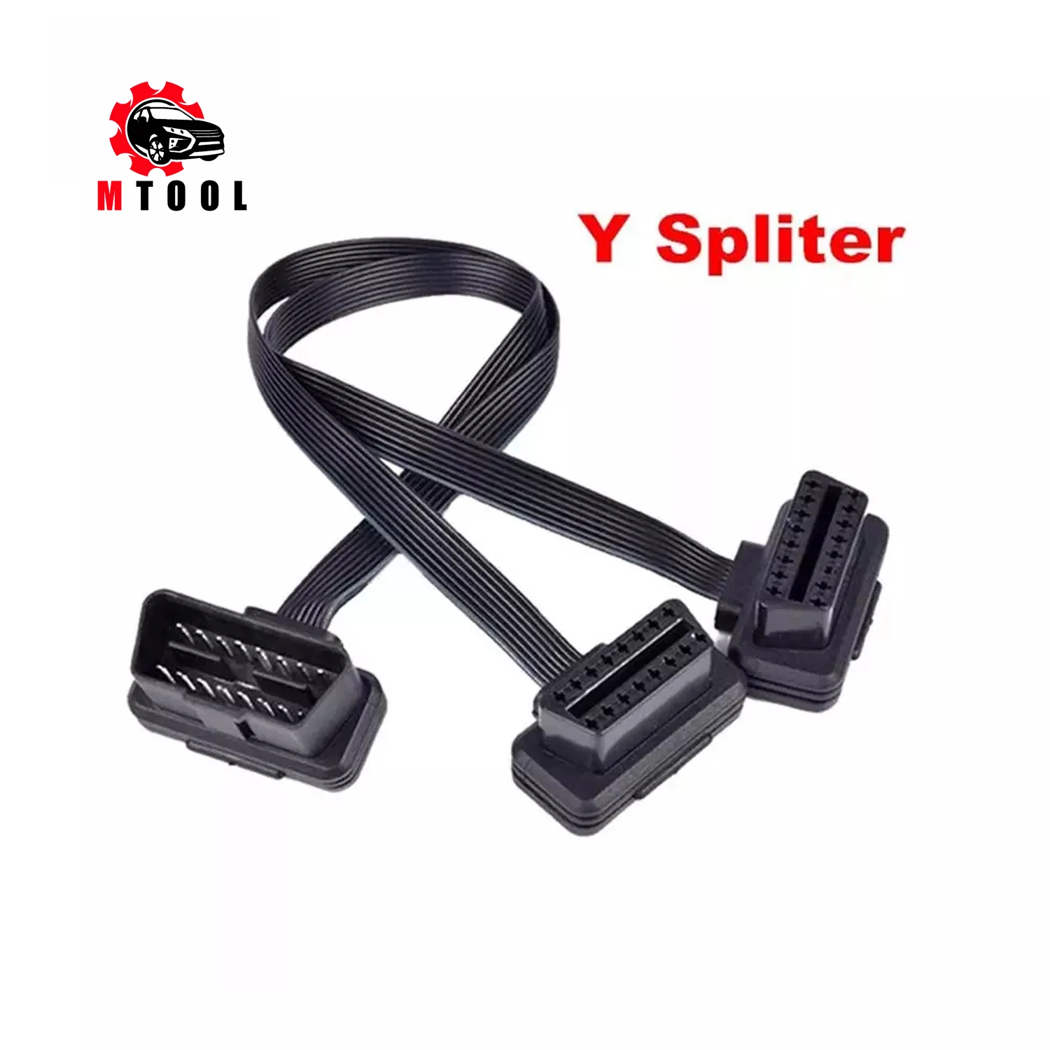 

30CM OBDII Extension Dual Connector Y Splitter OBD OBD2 16PIN Male to Female Connection Flat+Thin as Noodle ELM327