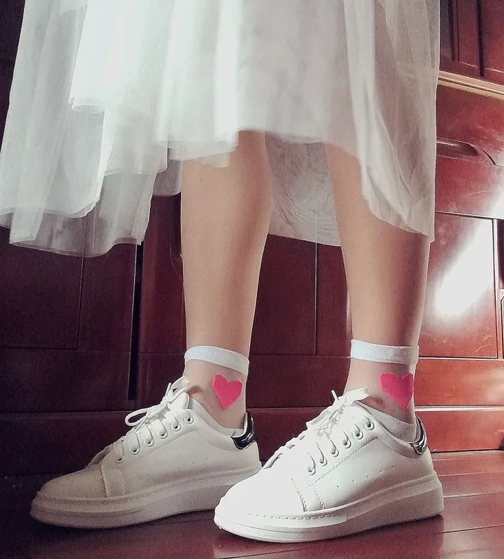 Новые модные сексуальные прозрачные милые модные женские носки удобные мягкие хлопковые носки с рисунком сердца