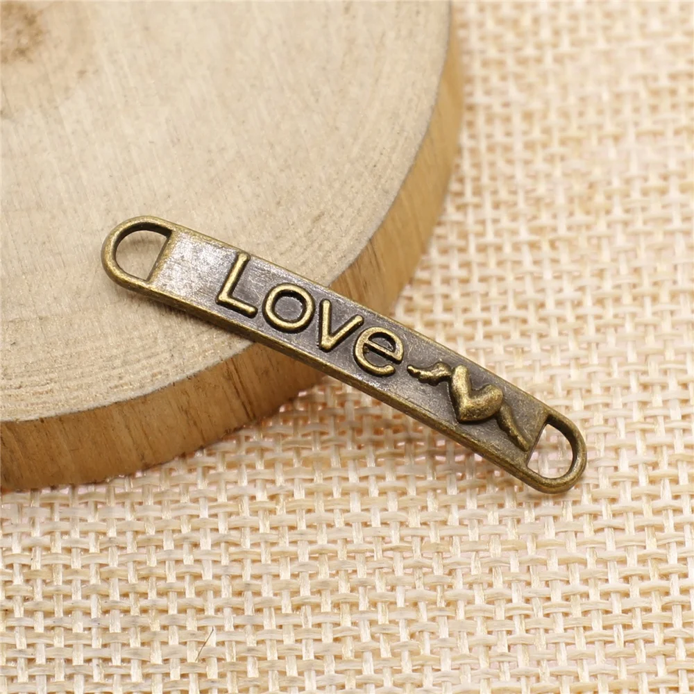 

free shipping 38pcs 38x6mm antique bronze love connector charms diy retro jewelry fit Earring keychain hair card pendant