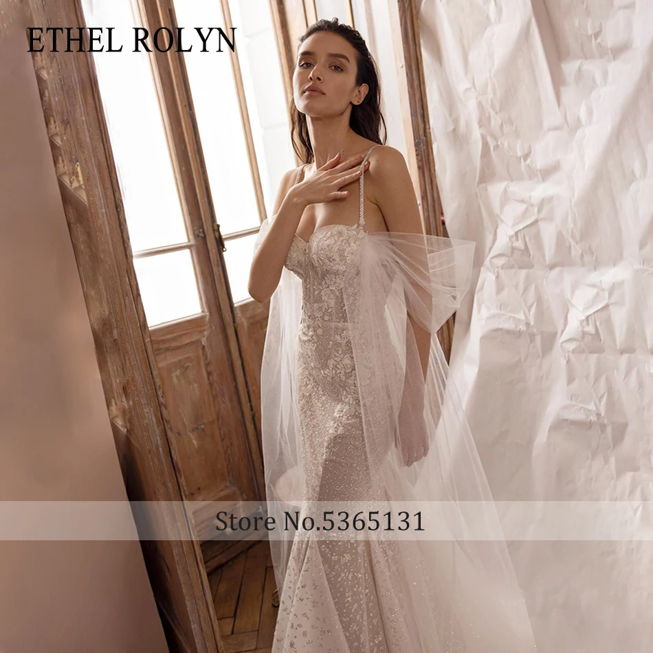 ETHEL ROLYN Abito da sposa a sirena Elegante abito da sposa lucido con perline e spalline ricamate senza schienale - Image 6
