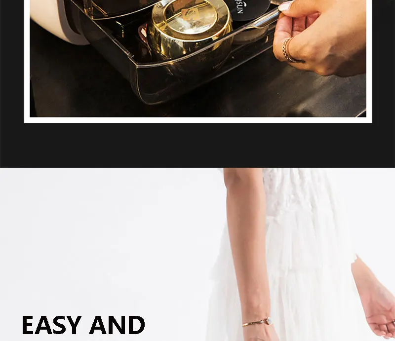 Makeup Organizer Transparent Clamshell 2 Drawer Dressing Table Desktop Plastic Cosmetic Box Storage Containers Jewelry Holder