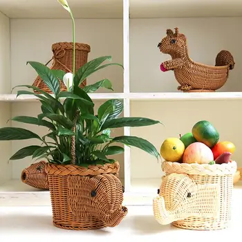 

Elephant Shoe Rabbit Rattan Woven Storage Basket Fruit Snacks Holder Table Decor Storage Basket Fruit Snacks Holder Table Decor