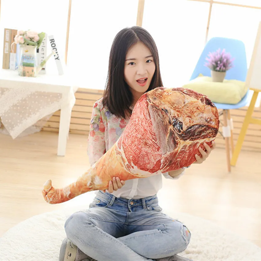 Имитация 3D Ham плюшевая еда Подушка офисный диван спальня поясная подушка