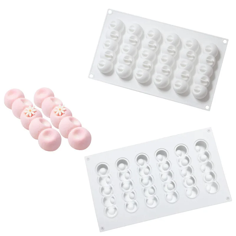 

6 Cavity Concave Ball Caterpillar Silicone Cake Mold for Mousse Stick Dessert Chocolate Ice Cream Bread Decorating Tools