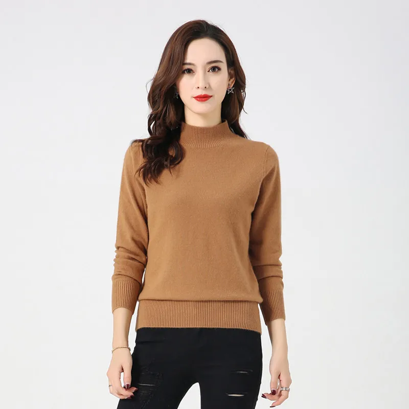 

LHZSYY 2019Autumn Winter New Women's 100%Pure Cashmere Sweater High Collar Warm Wild Bottoming shirt Short Best-Selling Pullover