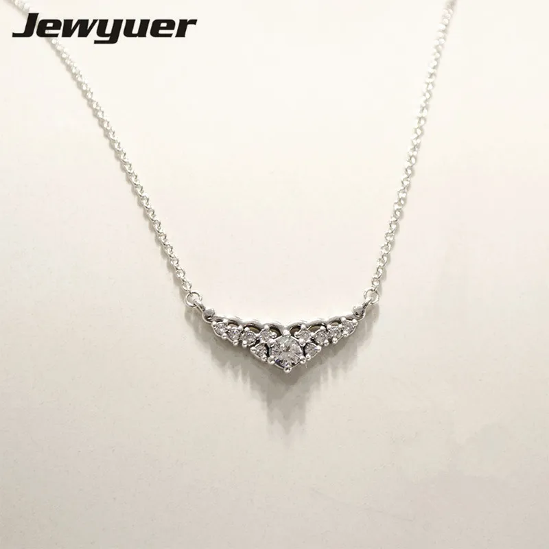 New autumn Fairytale Tiara Pendant Necklaces for Women 925 Sterling Silver link chain Necklace Fine Jewelry Jewyuer NC227 | Украшения и