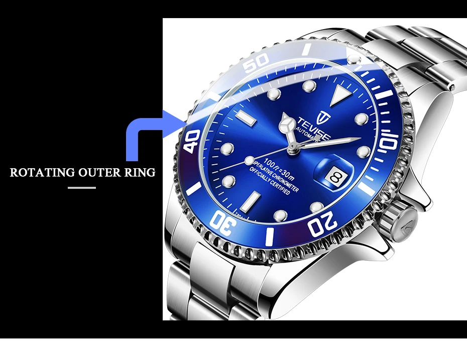 Tevise Топ бренд Роскошные Мужские механические часы Известный дизайн автоматические часы модные мужские часы Relogio Masculino T801