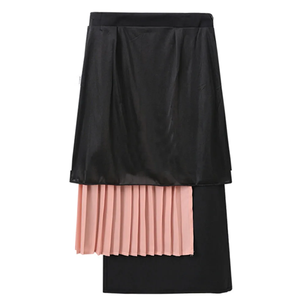 Весенне-Летняя асимметричная юбка из двух частей с завышенной талией, плиссированная юбка с Боковым Разрезом из полиэстера, модная женская юбка