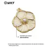 WT-JP171 Newst Product Vintage White Shell Pendant With Carved Flower Shape For Women Jewelry 6