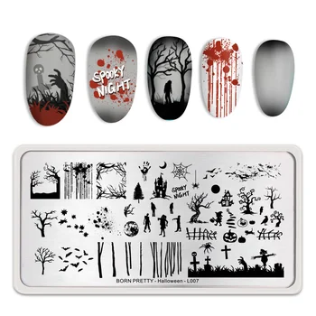 

BORN PRETTY Halloween Theme Nail Stamping Plates Rectangle Stainless Steel Ghost Nail Art Stamp Template for Print Nail Polish