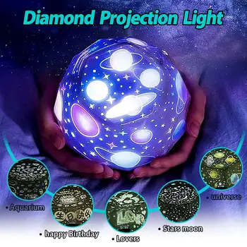 

Night Light Projector Delicacy 4 Set Films 360° Rotating LED Starry Sky Night Lamp for Kids Baby Bedroom Decoration Gifts