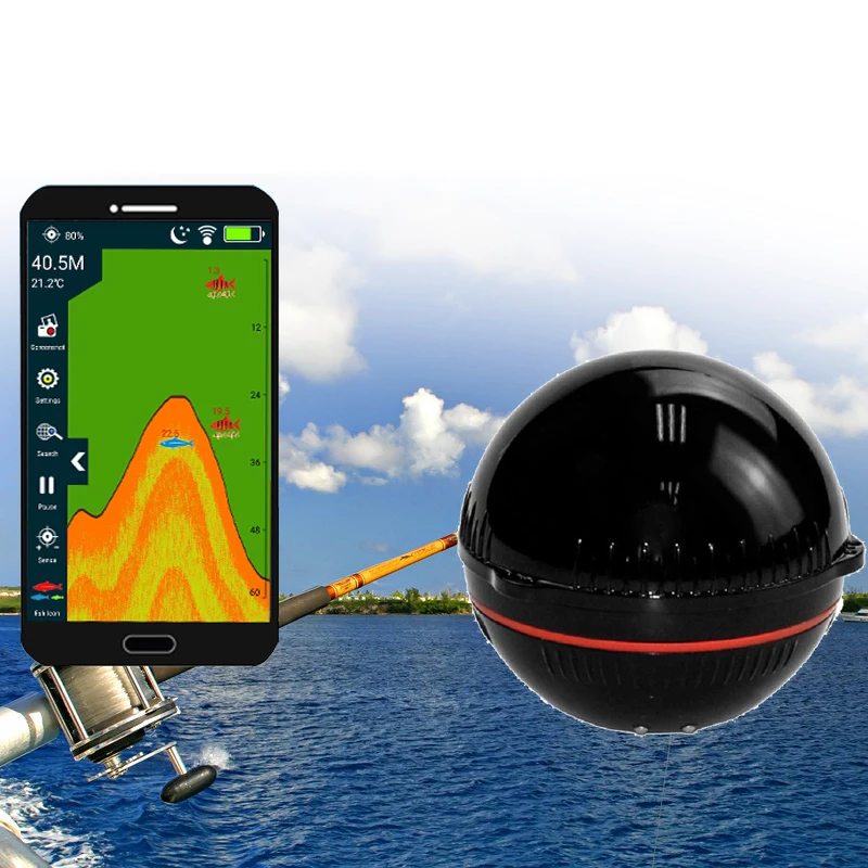 

New Portable Wireless Sonar Smart Wireless Fish Finder Fishfinder Compatible With iOS & Android for Dock Shore Boat Ice Fishing